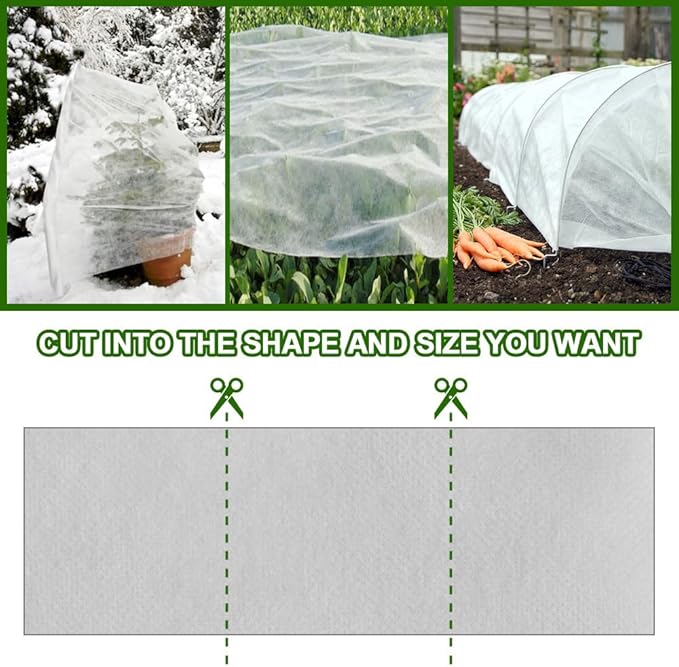 Plant Covers Freeze Protection 10 x 50 FT 1.2oz/yd² Frost Cloth Blankets for Outdoor Plants in Winter, Floating Row Cover for Vegetable Garden