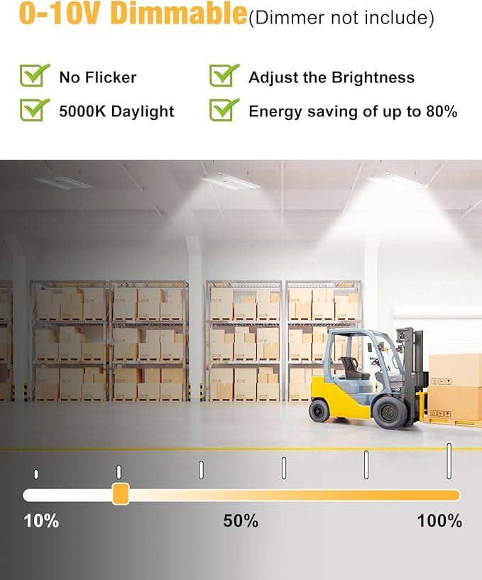 300W LED Linear High Bay Light, 45000LM LED Linear Shop Light Commercial 120-277V, 5000K High Bay Lights for Warehouse, Garage Factory, UL Listed, 5 Years Warranty, White