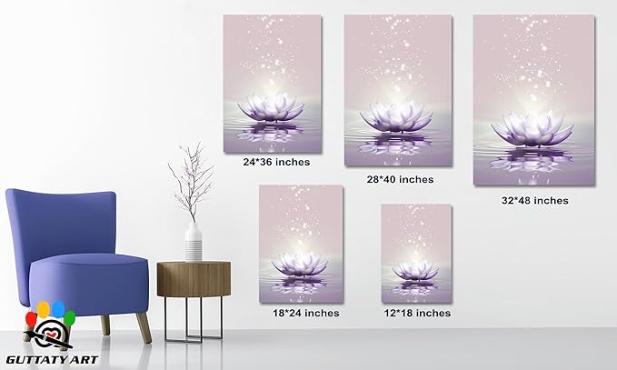 Zen Canvas Wall Art, White Lotus Flower Bloom in Water Wall Poster, Lotus Flower Canvas Art Print, Calm Relax Picture, Modern Framed Spiritual Home Artwork for Bathroom Spa Yoga Decor 32x48 inch