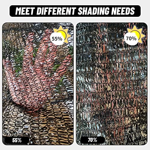Cool Area Sun Shade Cloth with Grommets for Garden, 70% 13x20ft, Black