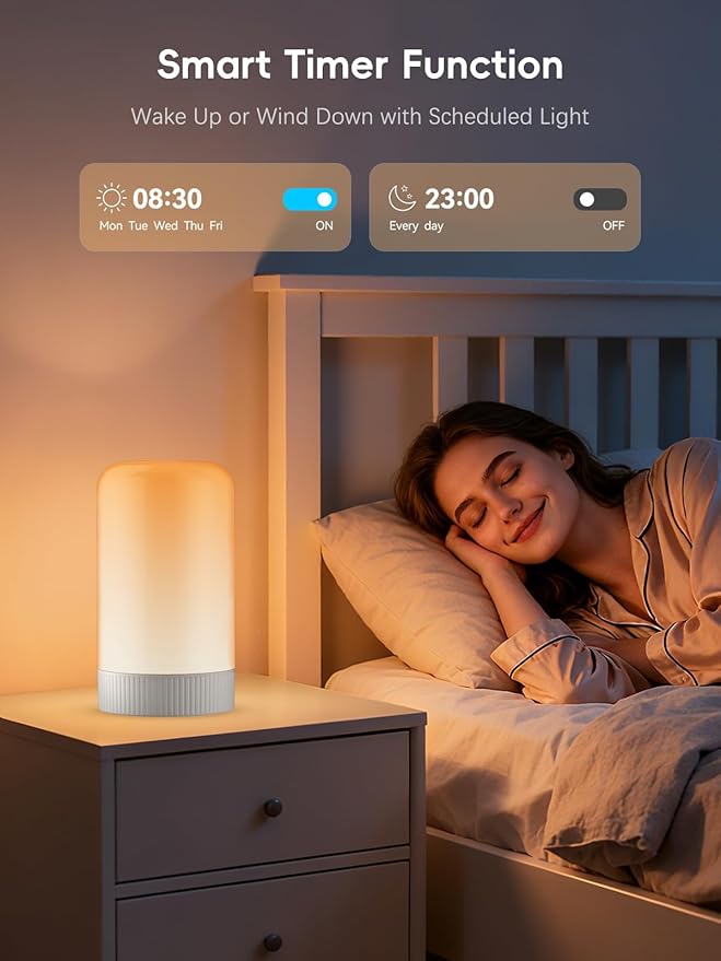 OIYN RGBICWW Smart Table Lamps, Touch Bedside Small Table Lamp, LED Desk Lamp with 30+ Scenes & 16M Colors, App & Touch Control, Color Changing Lamp for Bedroom Living Room Dimmable Night Light, Black
