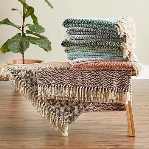 DII Diamond Throw Collection Cotton Woven, 50x60, Jadeite - color: Jadeite