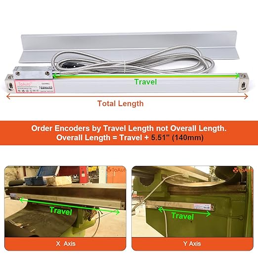 Mill Lathe Digital Readout DRO Display 3 Axis 5µm Precision 250mm+400mm+350mm Linear Scale for Drill EDM (10"+16"+14")