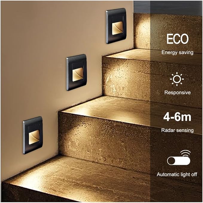 Recessed LED Stair Light Wall Lamp Motion Sensor Wall Lamp AC85-265V Step Lamp Corridor Lighting Indoor Wall Lighting 1PcsWarmWhite Gold