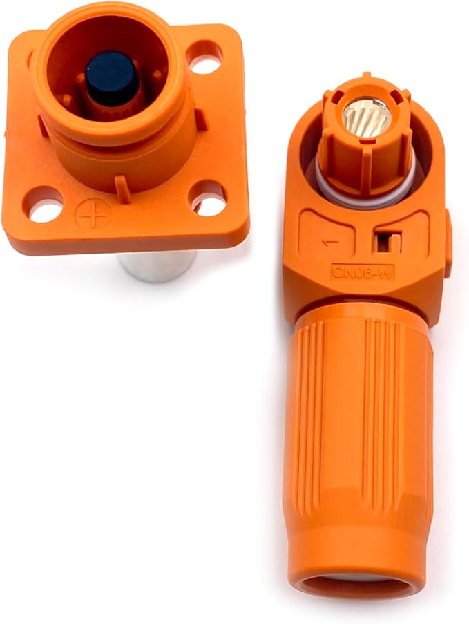 1 Set Battery Energy Storage Connector, 100A High Current Connectors Quick Plug Terminal Orange Right Angle Plug and Socket IP67 Waterproof Power Adapter Crimping 16mm² Wiring (1000V)