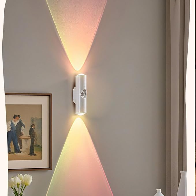 Rechargeable Smart LED Motion Sensor Ambient Light, Punch-Free Color Changing Motion Sensor Light for Stairs, Wardrobe, Cabinet (6Pcs,Black, 3 Colors)