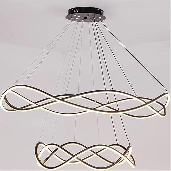 Modern Home Decor Led Lights Pendant Light Lamps for Living Room Chandeliers for Dining Hanging Indoor Lighting,Modern LED Chandelier(APP with RC Dimmable,Black-D100 60cm)