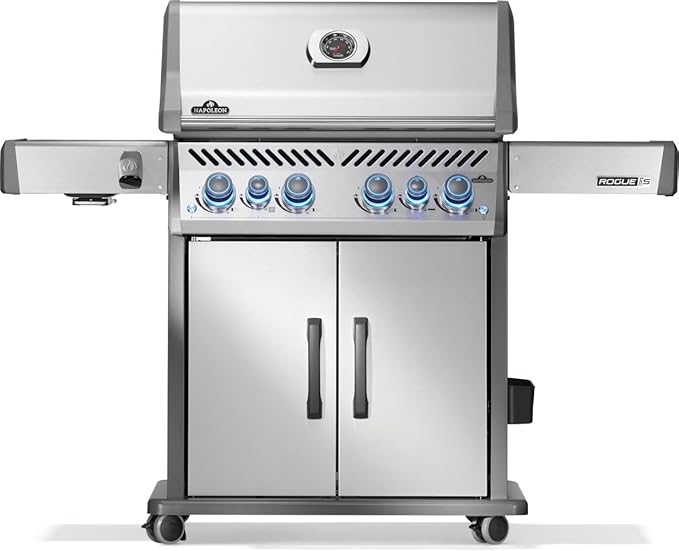 Napoleon Rogue PRO-S 525 Propane Gas Grill with Infrared Side and Rear Burners, Stainless Steel, Durable 6-Burner BBQ