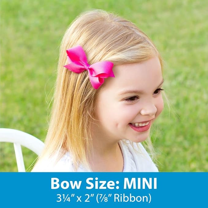 Wee Ones Girls' Classic Grosgrain Hair Bow on a Matching Baby Hair Band, For All Hair Types, Mini Bow, 6-24 Months, Light Pink