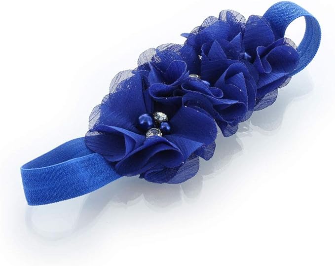 My Lello Flower Headbands Baby - Girls - Toddler Fabric Beaded Stretchy Elastic Pair