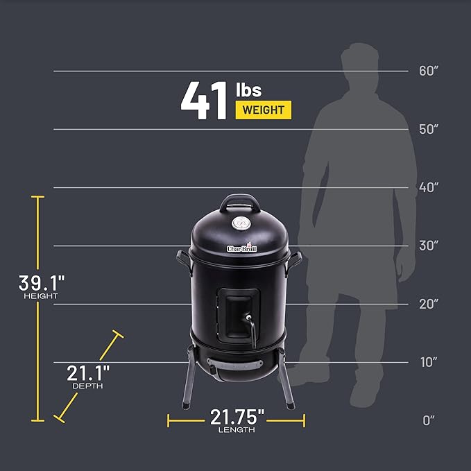 Char-Broil Bullet Charcoal Smoker 16" - 18202075,Black