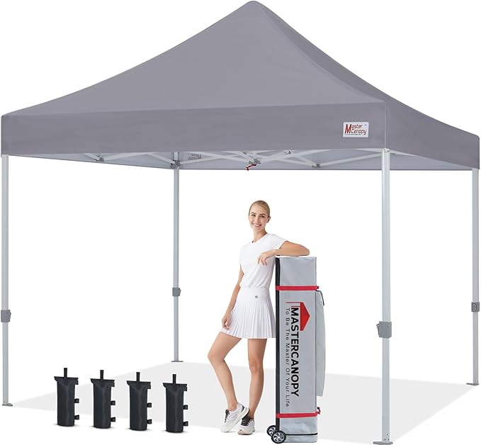 MASTERCANOPY Pop Up Canopy Tent Commercial Grade 10x10 Instant Shelter (Grey)