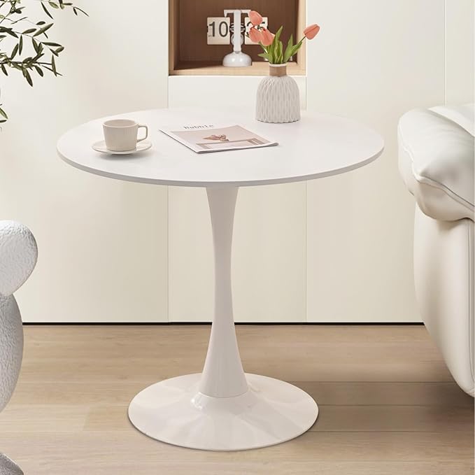SoarFlash Kitchen Table and Chairs for 2, 31.5" Dining Table Set for 2 with Boucle Upholstered Chairs, 3 Piece Round Kitchen Table Set, Dining Room Table Set for Small Space, Apartment, Beige/White
