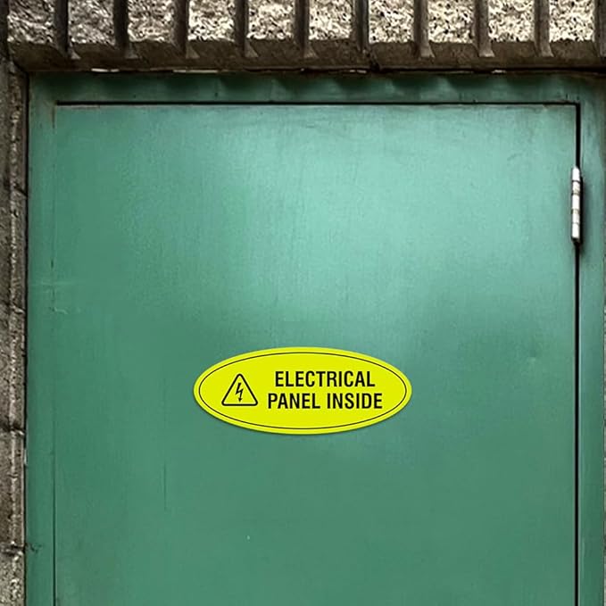 Signs ByLITA Oval Electrical Panel Inside Sign (Black/Silver) - Large