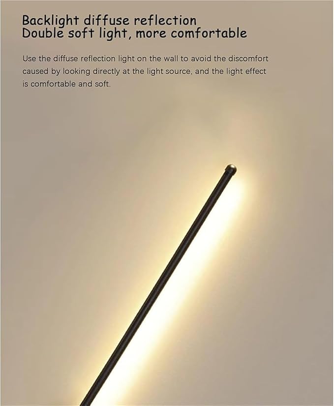 LED Long Strip Wall Lights with Motion Sensor Wall Lamp 3000K/4000K/6000K Wall Modern Simple Aluminum Mounted Indoor Bedside Decoration Light Living Room(Black Neutral Light,60cm)