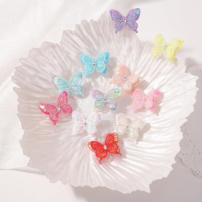 Hair Clips Butterfly Hair Clip Glitter Butterfly Hair Clips Kids Clips for Birthday Christmas Children's Day Gift (sky blue)
