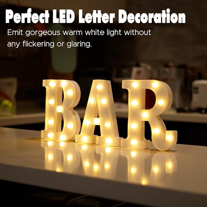 DyingSwan Small Led Marquee Letters, Light Up Letters, 8.58 Inch Led Letter Lights, Battery Powered Lighted Sign for Table, Party, Birthday, Christmas Decor (Letter R)