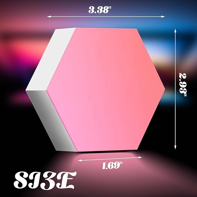 ODISTAR Hexagon Wall Light Panels (8 Pack)- Smart APP RGB Hexagonal LED Modular Lights with Remote Control,Music Sync Features for Gaming Rooms,Living Rooms, Bedrooms, DIY Enthusiasts and Gift Options