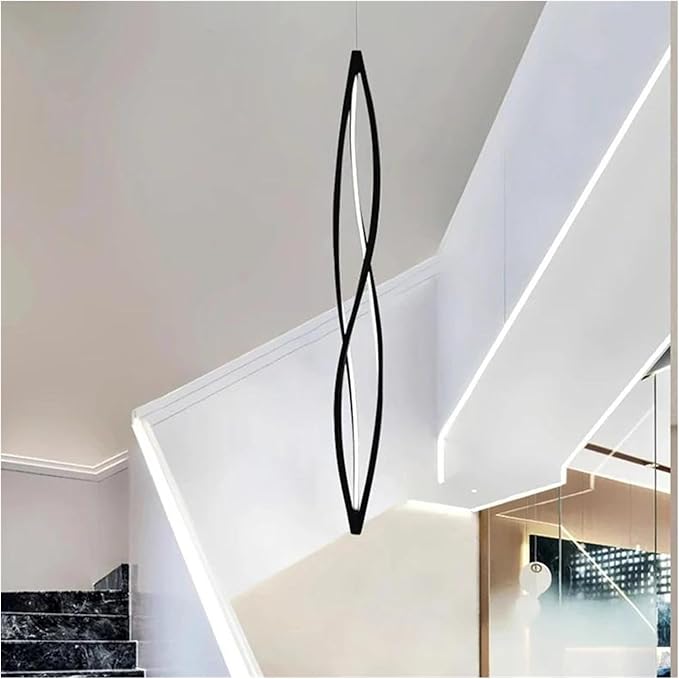Modern Home Decor Led Lights Pendant Light Lamps Forstaircase Chandeliers for Living Room Hanging Indoor Lighting,Modern LED Chandelier(APP with RC Dimmable,Black 150cm)