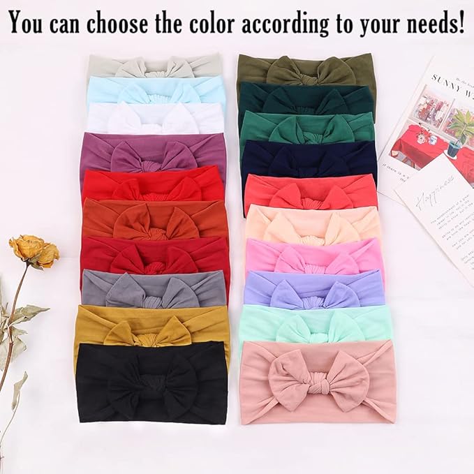 AKOAK 1 Pack Solid Color Skin-friendly Baby Headband Elastic Soft Nylon Headband Cute Baby Bow Headband (Red)