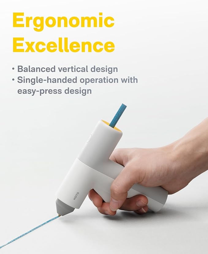 HOTO Cordless Hot Glue Gun, Minimalist Style, 30s Heating Fast, Smart Power-off, Compact Size, Intelligent Temperature Control, USB-C Rechargeable,10 Glue Sticks for Crafts, DIY Arts, Home Repairs