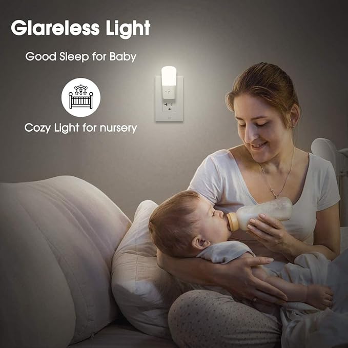 L LOHAS LED Dimmable Night Light[2 Pack], Plug in Night Lights with Dusk to Dawn Sensor, Daylight 5000k from 5-80 LM Brightness Adjustable, Bright Mini Wall Nightlight for Kids Room, Stairway