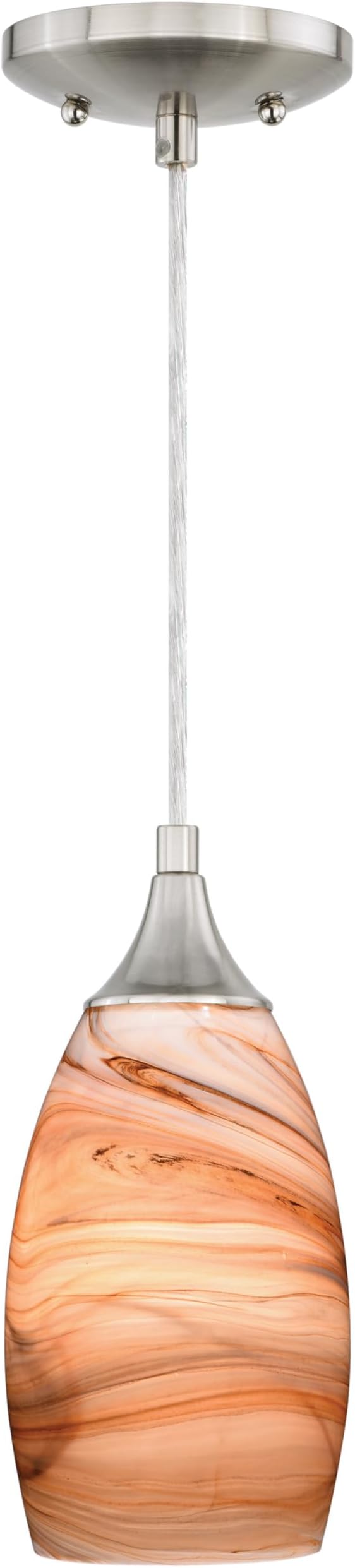 VAXCEL Milano Satin Nickel Mini Pendant Ceiling Light Amber Swirl Glass