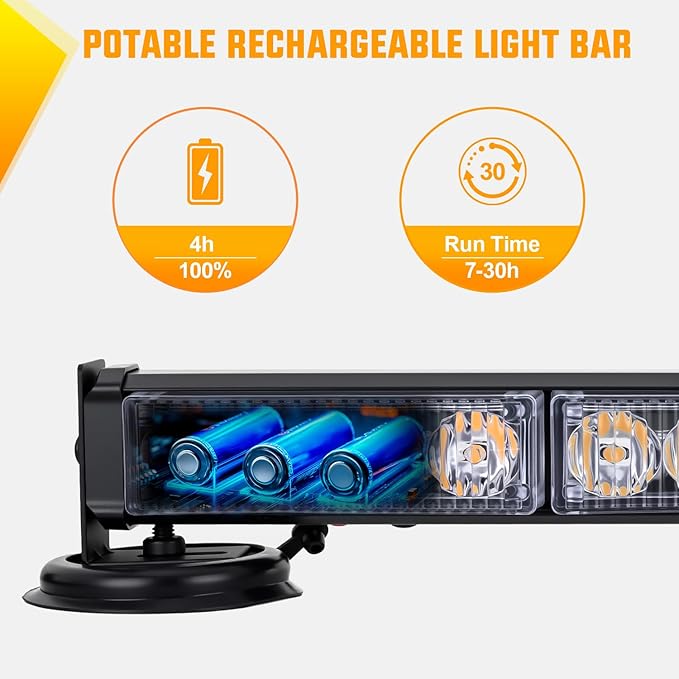 Nilight 12LED Wireless Emergency Strobe Light Blue 14 Inch Magnetic Mount Mini Light Bar 12V Rooftop Powered Hazard Warning Flashing Lights for Car Truck Trailer Snow Plow Construction Vehicles