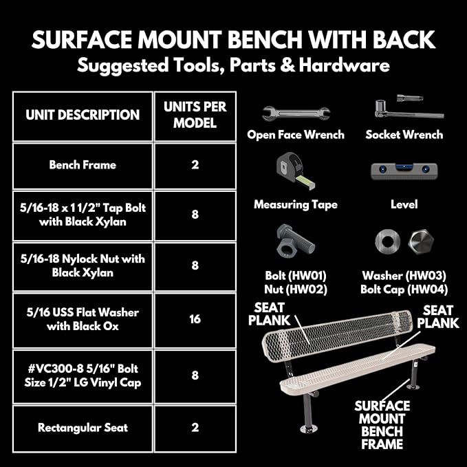 COATEDOUTDOORFURNITURE Heavy-Duty Outdoor Bench Thermoplastic Coated, Expanded Metal, Commercial-Grade Seating, Made in America (Surface with Back, 8 Ft, Textured Dark Green)