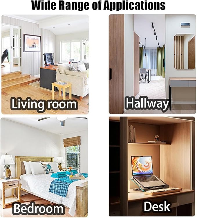 Rechargeable Smart LED Motion Sensor Ambient Light, Punch-Free Color Changing Motion Sensor Light for Stairs, Wardrobe, Cabinet (6Pcs,Black, 3 Colors)