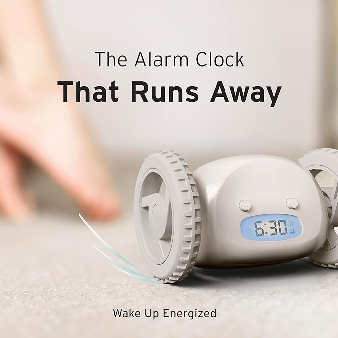 CLOCKY Extra Loud Alarm Clock for Heavy Sleepers on Wheels Rolls Runs Away Vibrating, Easy to Set Super Smart Snooze Digital Bed Shaker Alarm Clock Funny Gift for Adults Kids Teens Bedrooms (Mist)