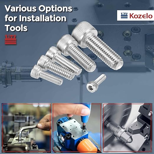 Kozelo 25pcs Socket Head Cap Screws - [M5-0.8 x 55mm] 304 Stainless Steel Allen Socket Drive for Electrical Motor 3D Printing Fan Engine Replacement Use, Silver