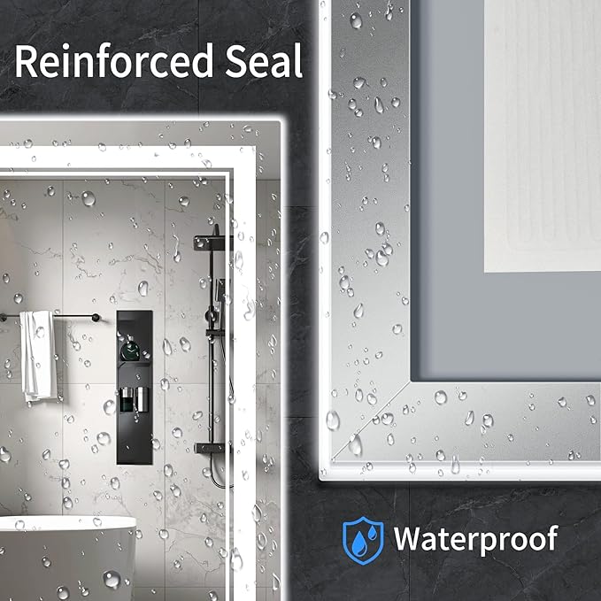 40"x36" LED Bathroom Mirror with Anti-Fog, Stepless Dimmable Lights, 3 Color Modes, Shatter-Proof Tempered Glass,Waterproof Design