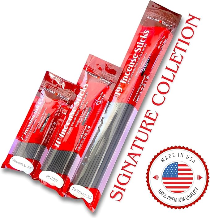 Patchouli Most Exotic 11'' Incense Sticks. Approx. 85 to 100 Sticks Per Bundle, Each Natural Stick Burns for 45 mins to 1 Hour Each. Long Lasting Guarantee 100% Pure