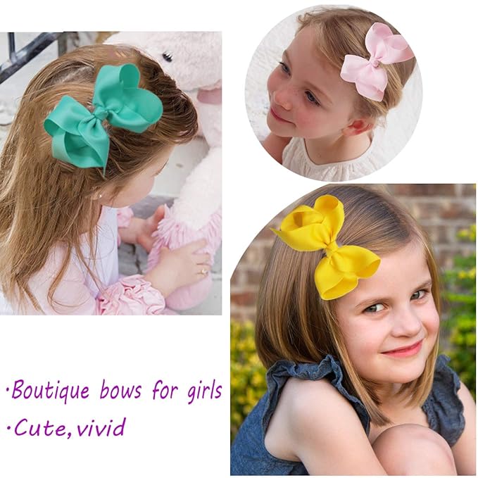 40 Colors Hair Bows for Girls 4.5inch Boutique Grosgrain Ribbon Bows Alligator Hair Clips Hair Accessories for Baby Girls Toddlers Kids Children Teens