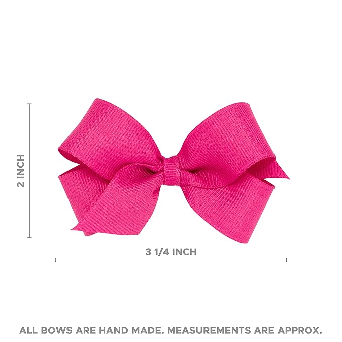 Wee Ones Girls' Classic Grosgrain Hair Bow with Scalloped Edges, No-Slip Hair Clip, Handmade, Black, Mini