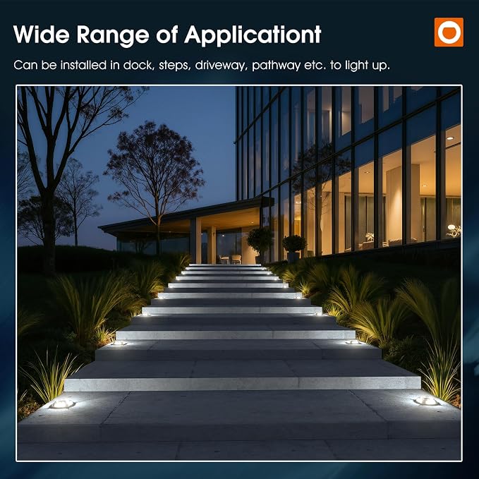 addlon Solar Driveway Lights Outdoor 8 Pack, 2 Color Modes LED Deck Dock Marine Waterproof Driveway Marker Lights for Step Sidewalk Stair Garden Pathway Walkway Yard (Blue Light/Cool White)