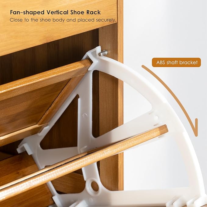 Modern Free Standing Rattan Coat Rack with 3 Flip Drawers 3Tier Shoe Storage Organizer for Entrance Hallway Natural and Stylish Design(50x17x186cm)