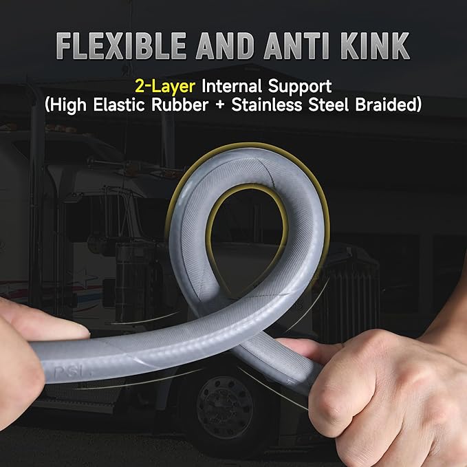 3/8" Kink Resistant Pressure Washer Hose 100FT, Swivel 3/8" Quick Connector and M22 Fitting, Supporting Up to 4200 PSI for Heavy Duty Use, Fitting Most Pressure Washers