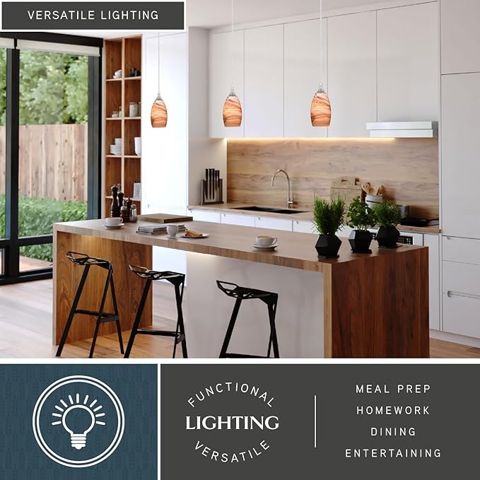 VAXCEL Milano Satin Nickel Mini Pendant Ceiling Light Amber Swirl Glass