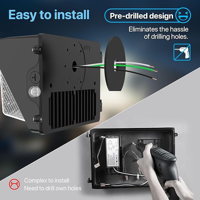 HYPERLITE LED Wall Pack 70W: 10500lm Dusk to Dawn Outdoor Lighting - Industrial LED Wall Lights Out Door 2Packs for House Warehouses Driveway UL Listed