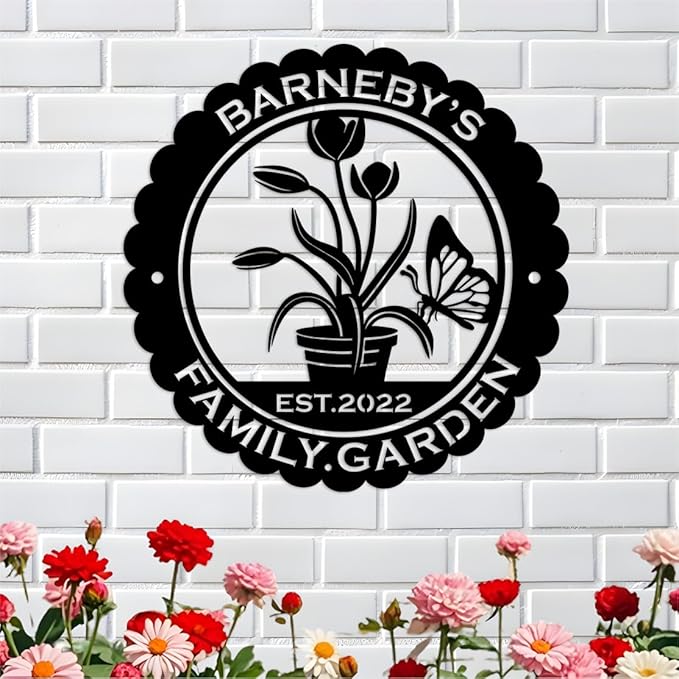 Custom Garden Metal Wall Art Personalized Garden Name Sign Yard Sign Decorative Outdoor Gardening Decor Gifts for Gardeners