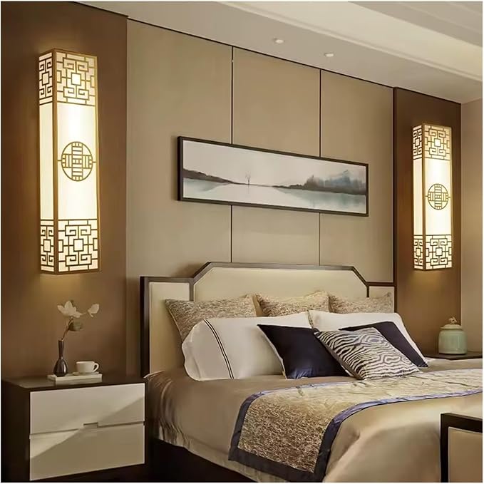 Chinese Style Bedroom Wall Lamp Strip Shaped Zen Background Wall Bedside Lamp Living Room Hallway Stairs Hotel Lighting,Wall Lamp
