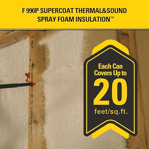 STANLEY F 990P Supercoat Spray Foam Insulation - Closed Cell Spray Foam Covers Up to 480 Sq.Ft.,(11.32/2 inch R-Value) - Gun Use, Gun Not Included - 27.1 oz, 24 Pack