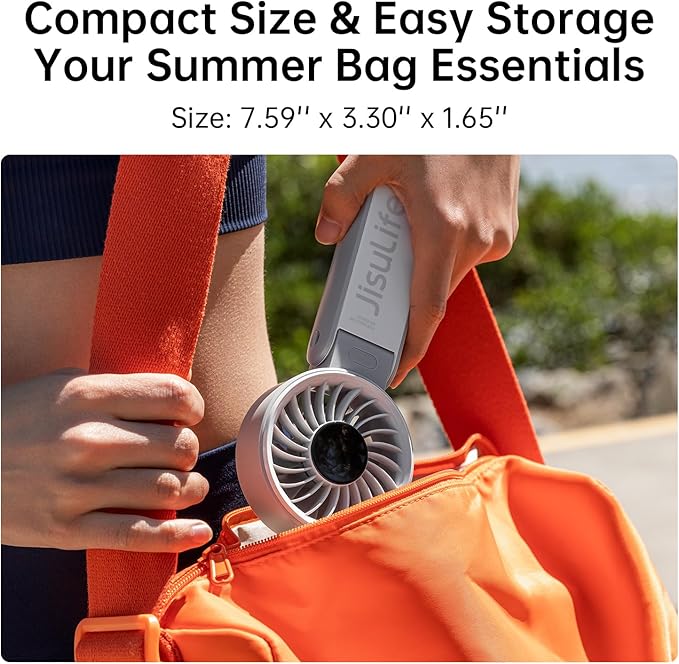 JISULIFE Handheld Fan Life7 – Ultimate Flexibility: High-Power Motor, LED