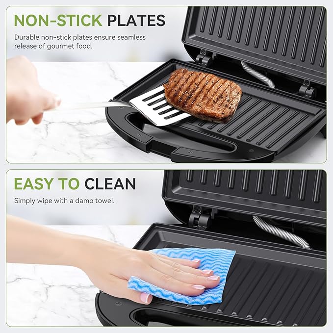 OSTBA Sandwich Maker, 2 Slice Grilled Cheese Maker with Non-stick Grill Plates, Indicator Lights, Cool Touch Handle, Easy to Clean and Store, 750W