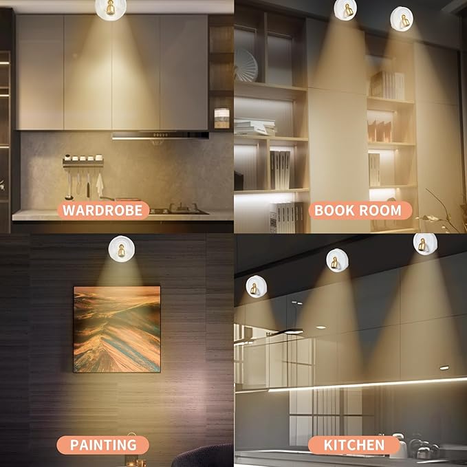 2-Pack Wireless LED Spotlight, Rechargeable Picture Lights, Uplighting Indoor, Painting Light with Remote Dimmable and Timer, Plant Spot Lights for Wall Art Display Dartboard Painting Artwork
