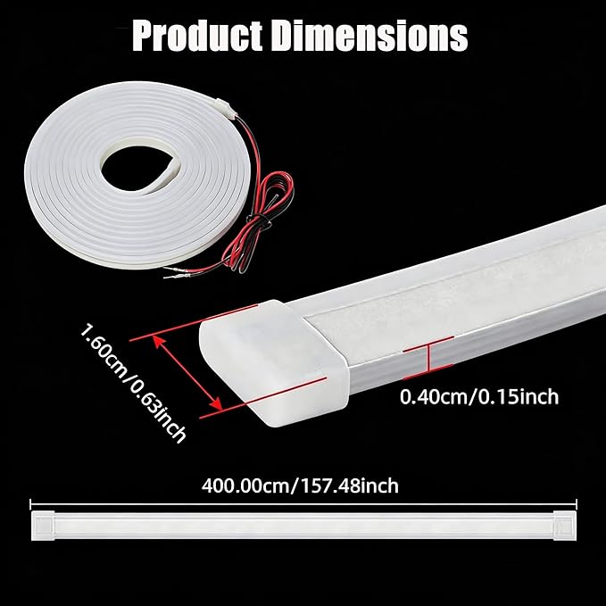 Car LED Strip Lights, Dynamic Flowing Car Trunk Light Strip, 157.48" Flexible Trunk Led Light Strip, Easy Install, Waterproof, Suitable for Cars, SUVs(White)