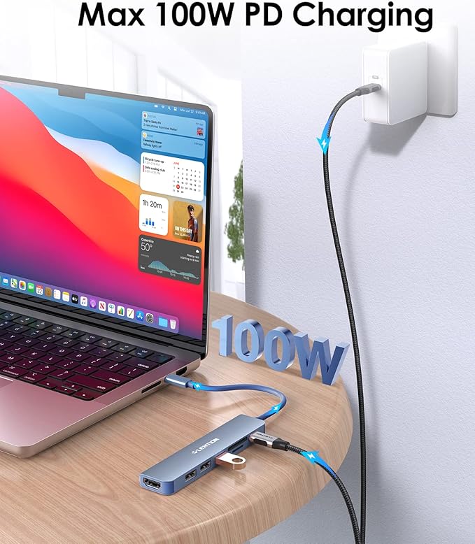 LENTION USB C Hub with 100W Charging, 4K HDMI, Dual Card Reader, USB 3.0 & 2.0 Compatible 2023-2016 MacBook Pro, New Mac Air/Surface, Chromebook, More, Stable Driver Adapter (CB-CE18,Blue)
