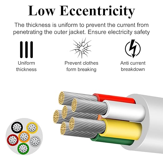 22 Gauge 6 Conductor Electrical Wire, 100FT Low Voltage 22/6 Tinned Copper Stranded 6 Wire Cable, 22 AWG White Flexible Extension Power Cord for Sprinkler, Thermostat, Speaker, Irrigation, Automotive